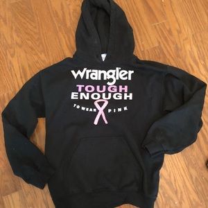 Small wrangler tough enough to wear pink hoodie